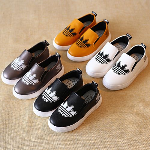 Chaussures de tennis enfants en similicuir coutures cuir pour printemps - semelle caoutchouc Ref 1026525