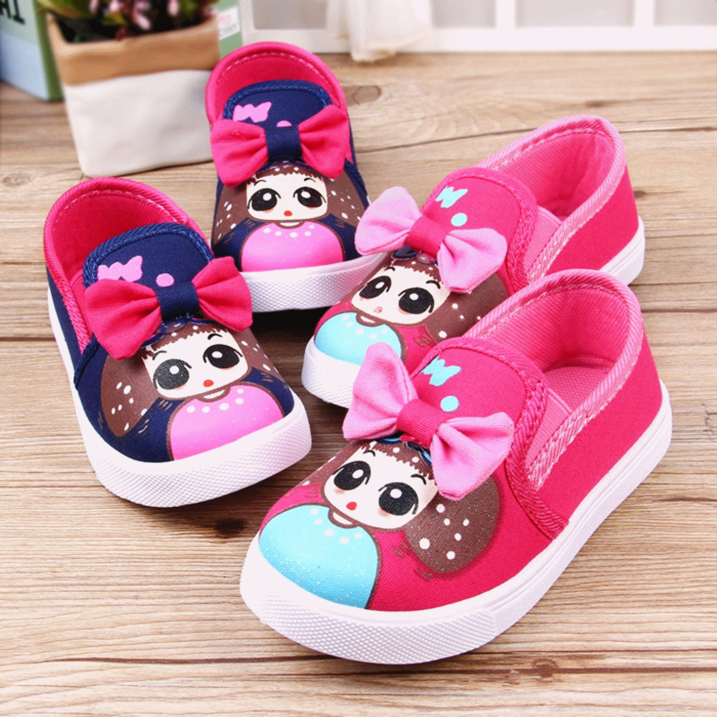 Chaussures de tennis enfants en toile pour printemps - semelle caoutchouc Ref 1026648