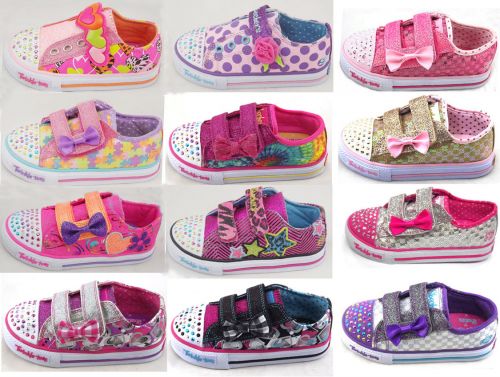 Chaussures de tennis enfants en toile SKECHERS avec perles pour Toute saison - semelle caoutchouc Ref 1028393