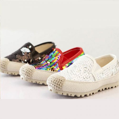 Chaussures de tennis enfants en toile paillette pour printemps - semelle plastique Ref 1028655