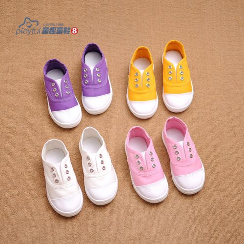 Chaussures de tennis enfants en toile coutures cuir pour printemps - semelle fond composite Ref 1029262