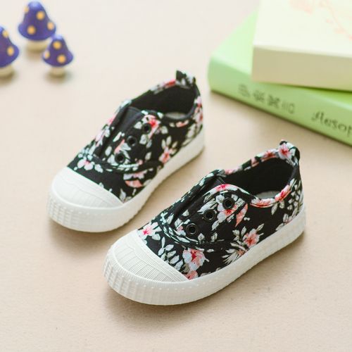 Chaussures de tennis enfants en toile pour printemps - semelle caoutchouc antidérapant Ref 1029788