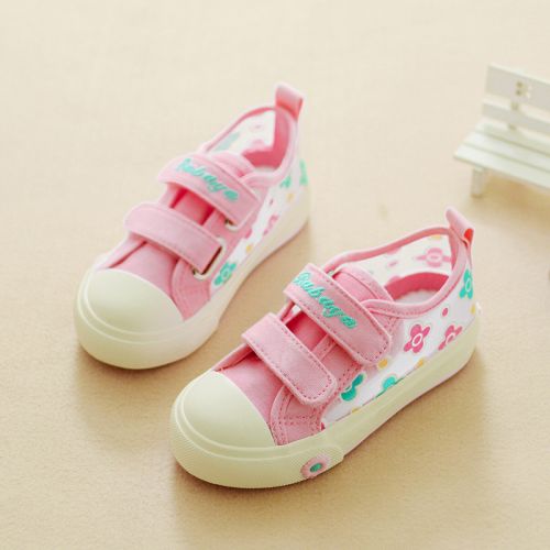 Chaussures de tennis enfants en toile brodé pour été - semelle caoutchouc naturel Ref 1029790