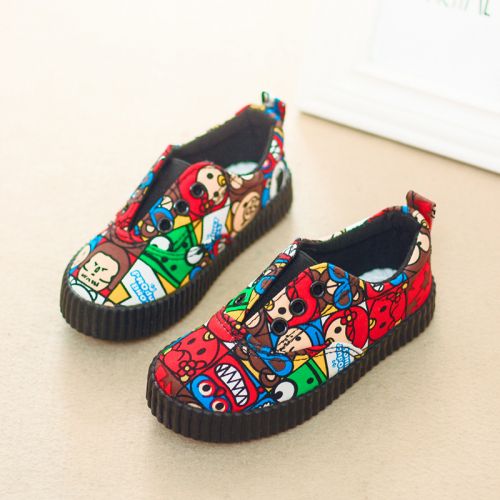 Chaussures de tennis enfants en toile pour printemps - semelle caoutchouc antidérapant Ref 1029808