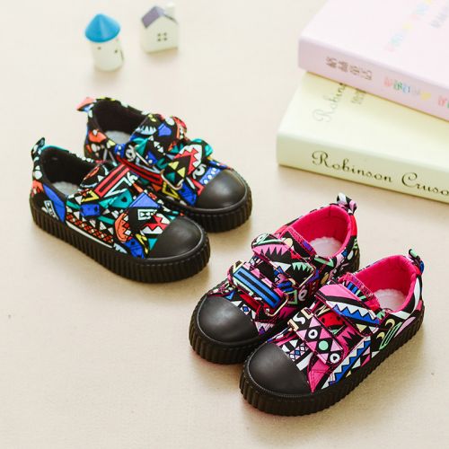 Chaussures de tennis enfants en toile pour printemps - semelle caoutchouc antidérapant Ref 1029814