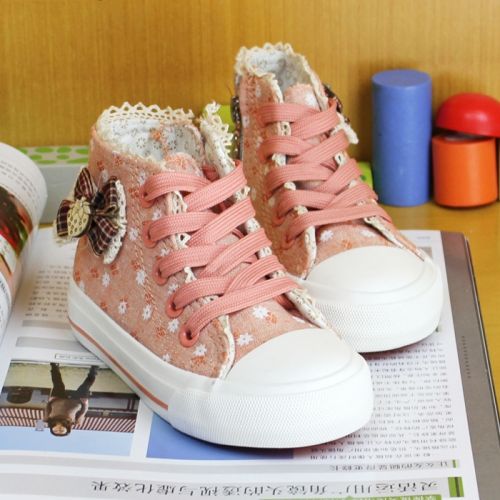 Chaussures de tennis enfants en toile brodé pour printemps - Ref 1030355