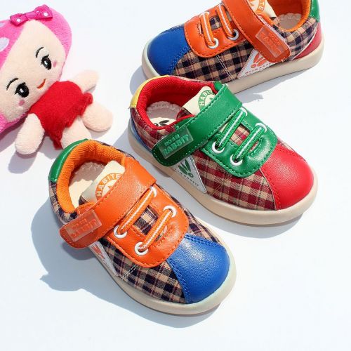 Chaussures de tennis enfants en toile coutures cuir pour printemps - semelle caoutchouc Ref 1030462
