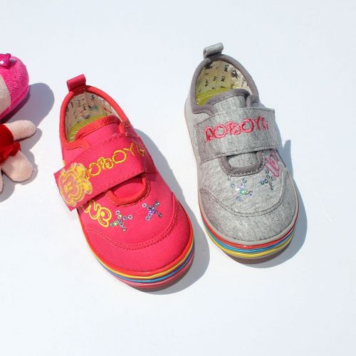 Chaussures de tennis enfants en toile paillette pour printemps - semelle caoutchouc Ref 1030475