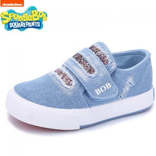 Chaussures de tennis enfants en toile SPONGEBOB SQUAREPANTS pour printemps - semelle caoutchouc Ref 1031646