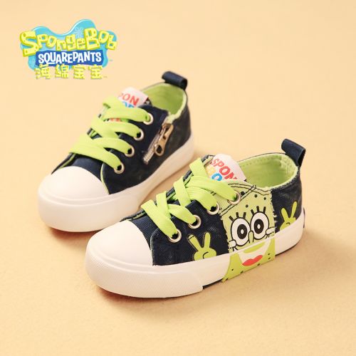 Chaussures de tennis enfants en toile SPONGEBOB SQUAREPANTS pour printemps - semelle caoutchouc Ref 1031650