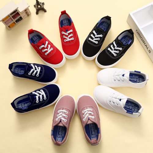 Chaussures de tennis enfants en toile SAMISOBO pour printemps - semelle caoutchouc naturel Ref 1033368