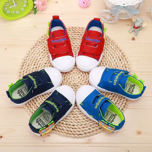 Chaussures de tennis enfants en toile SPONGEBOB SQUAREPANTS houppe pour printemps - semelle caoutchouc Ref 1033787