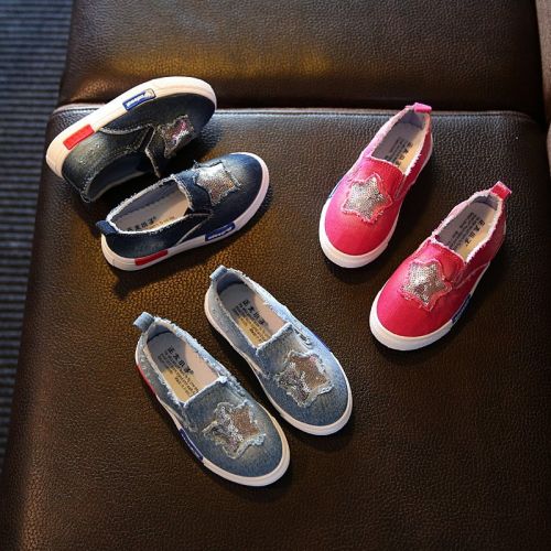 Chaussures de tennis enfants en toile paillette pour printemps - semelle caoutchouc antidérapant Ref 1034384