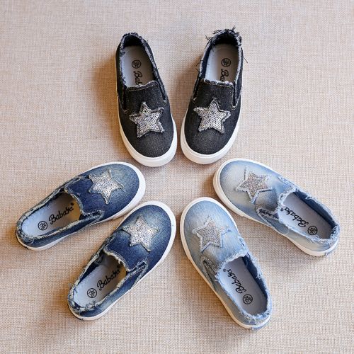 Chaussures de tennis enfants en toile pour printemps - semelle caoutchouc antidérapant Ref 1034567