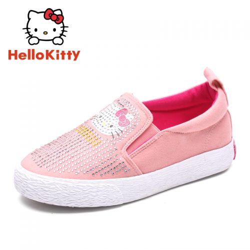Chaussures de tennis enfants en toile HELLO KITTY avec perles pour printemps - semelle vulcanisation Ref 1034750