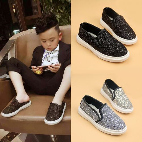 Chaussures de tennis enfants en toile paillette pour printemps - semelle caoutchouc Ref 987514