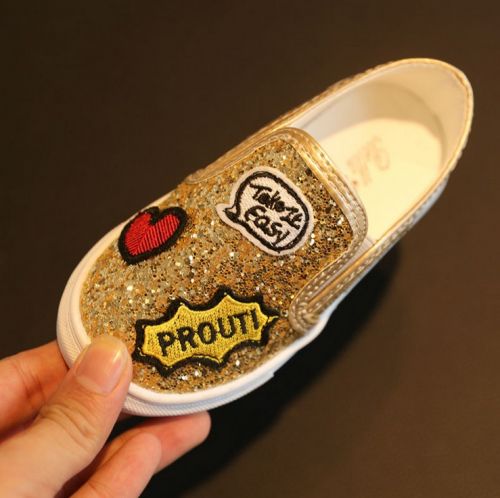 Chaussures de tennis enfants en toile paillette pour printemps - semelle caoutchouc Wear Ref 987703