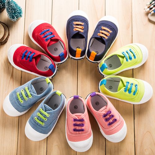 Chaussures de tennis enfants en toile pour printemps - semelle plastique Ref 987721