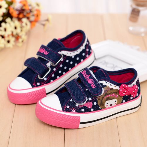 Chaussures de tennis enfants en toile pour printemps - semelle caoutchouc antidérapant Ref 987800