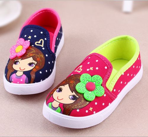Chaussures de tennis enfants en toile pour printemps - semelle caoutchouc naturel Ref 987869