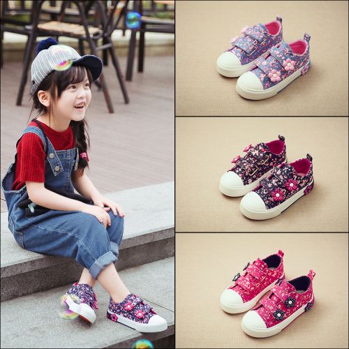 Chaussures de tennis enfants en toile brodé pour Toute saison - semelle caoutchouc antidérapant Ref 988029