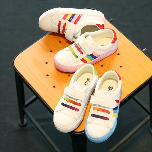 Chaussures de tennis enfants en toile coutures cuir pour été - semelle caoutchouc Ref 988098
