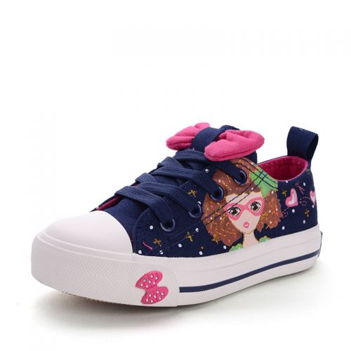 Chaussures de tennis enfants en toile pour printemps - semelle caoutchouc Ref 988122