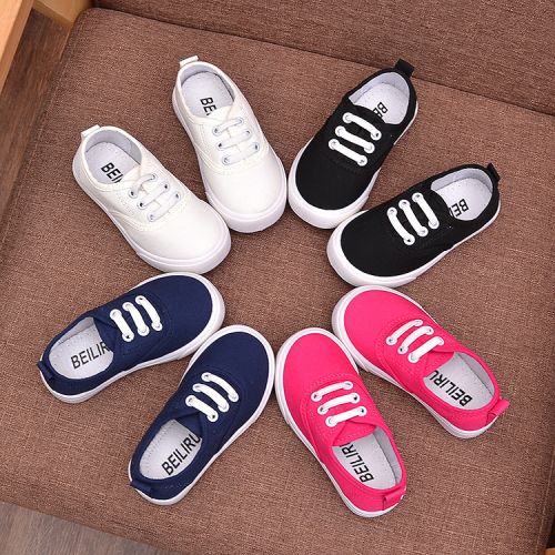 Chaussures de tennis enfants en toile pour printemps - semelle caoutchouc Ref 988124