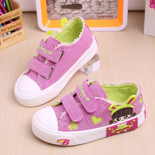 Chaussures de tennis enfants en toile pour printemps - semelle caoutchouc Ref 988205