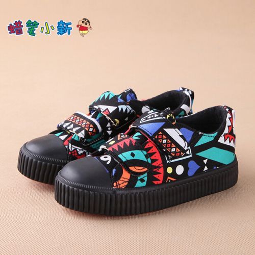 Chaussures de tennis enfants en toile SHINCHAN pour printemps - semelle caoutchouc antidérapant Ref 988255
