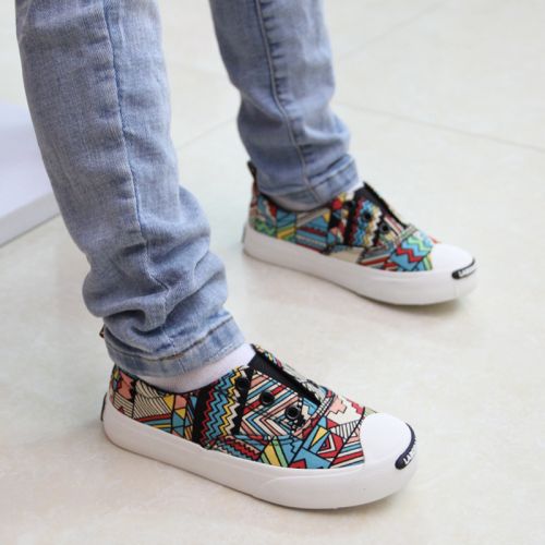 Chaussures de tennis enfants en toile pour printemps - semelle caoutchouc antidérapant Ref 988344