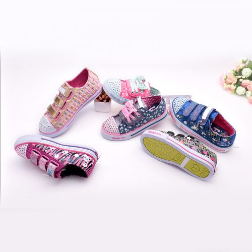 Chaussures de tennis enfants en tissu avec perles pour Toute saison - semelle caoutchouc antidérapant Ref 988368
