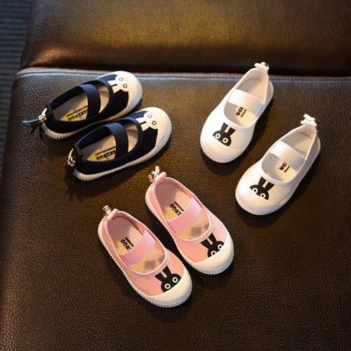 Chaussures de tennis enfants en toile houppe pour printemps - semelle caoutchouc antidérapant Ref 988490