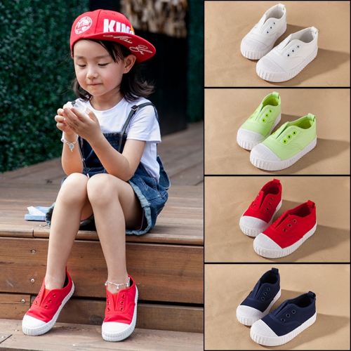 Chaussures de tennis enfants en toile pour printemps - semelle caoutchouc Ref 988716