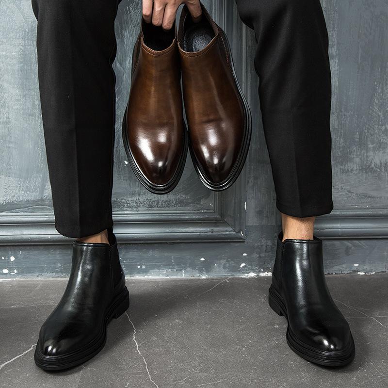 Chaussures en cuir montantes style britanniques - Ref 3431828