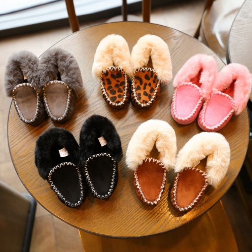 Chaussures enfants en de vache, Nubuck, ronde coutures cuir pour hiver - semelle caoutchouc Ref 1002877