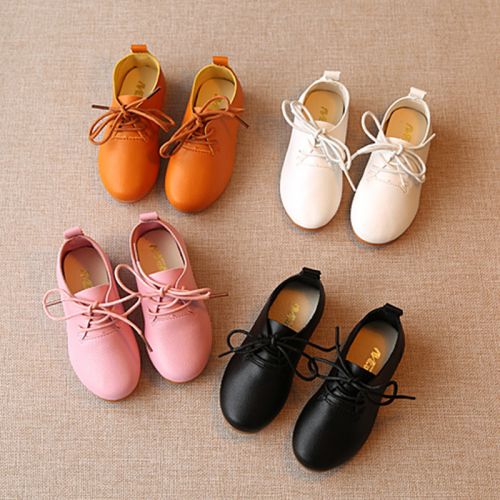 Chaussures enfants en PU ronde coutures cuir pour printemps - Ref 1002886