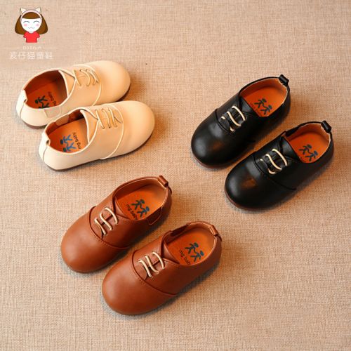 Chaussures enfants en similicuir ronde coutures cuir pour printemps - semelle caoutchouc Ref 1002889