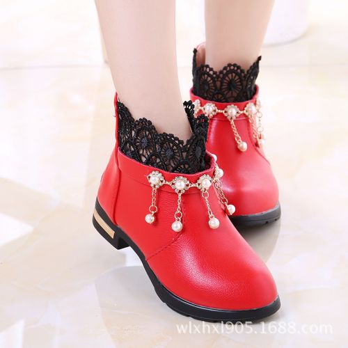 Chaussures enfants en cuir de vache fendu pointu coutures pour printemps - semelle caoutchouc naturel Ref 1002916