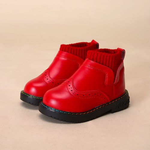 Chaussures enfants en similicuir ronde pour hiver - semelle caoutchouc Ref 1002944