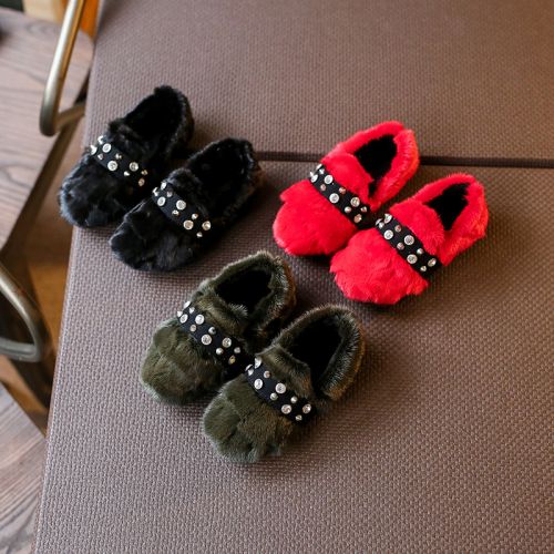 Chaussures enfants ronde avec perles pour hiver - semelle caoutchouc antidérapant Ref 1002949