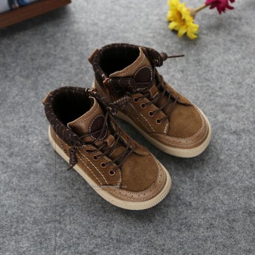 Chaussures enfants en de vache, Nubuck, ronde - semelle caoutchouc naturel Ref 1002974