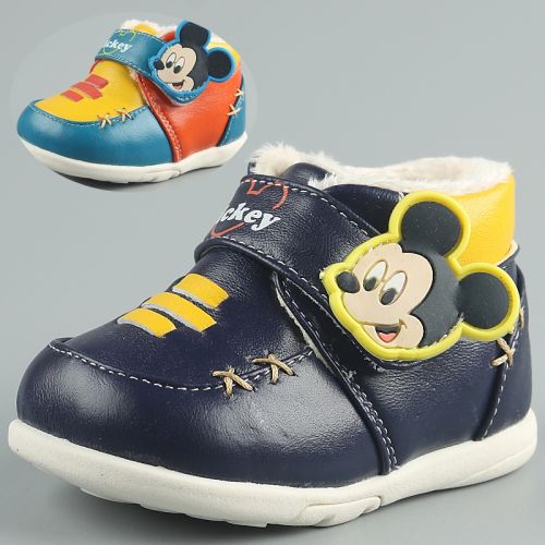 Chaussures enfants en peau de mouton DISNEY ronde coutures cuir pour hiver - semelle plastique Ref 1003059