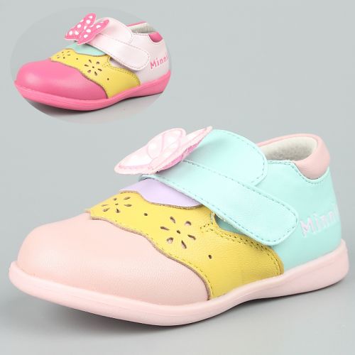 Chaussures enfants en peau de mouton DISNEY ronde coutures cuir pour printemps - semelle plastique Ref 1003065
