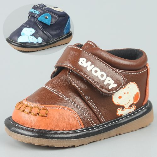 Chaussures enfants en peau de mouton SNOOPY ronde pour hiver - semelle plastique Ref 1003070