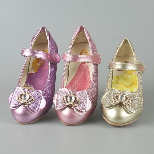 Chaussures enfants en cuir synthétique DISNEY pointu avec perles pour printemps - semelle fond composite Ref 1003079
