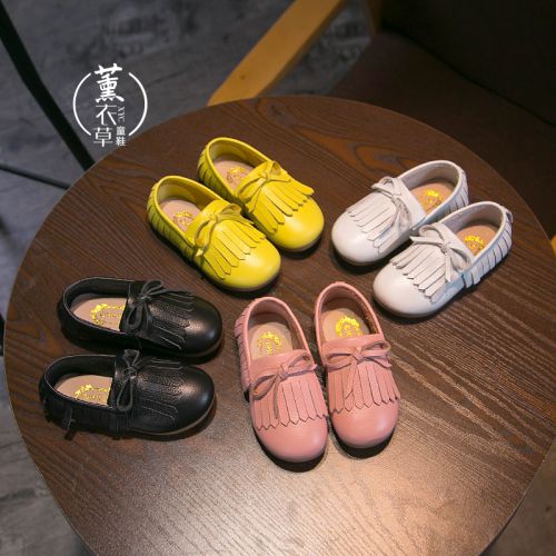 Chaussures enfants en cuir ronde houppe pour printemps - semelle caoutchouc Ref 1003128