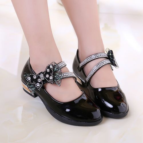 Chaussures enfants en cuir synthétique ronde avec perles pour printemps - semelle caoutchouc Ref 1003302