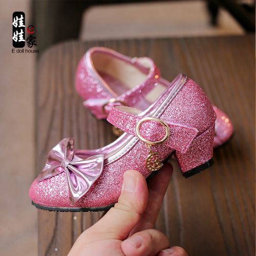 Chaussures enfants en PU tête carrée paillette pour printemps - semelle caoutchouc antidérapant Ref 1003426