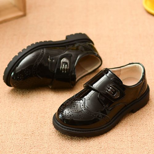 Chaussures enfants en cuir de vache fendu tête carrée rivet pour Toute saison - Ref 1003448